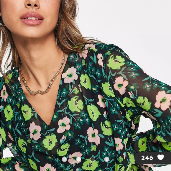 ASOS River Island cowl neck mini dress in green - Picture 4 of 4